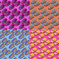 Four Seamless Isometric Car Patterns