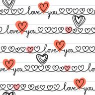 Seamless pattern with romantic letter