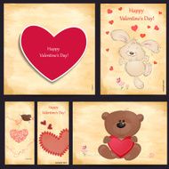 Set of romantic greeting cards Happy Valentine&#039;s Day