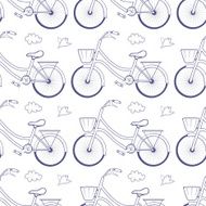 Seamless pattern with bicycles isolated on white background