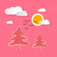 Pink Landscape with Clouds