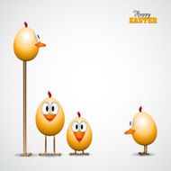 Funny Easter eggs chicks background illustration Happy card