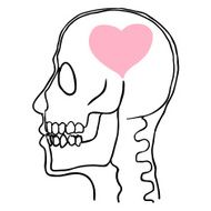 vector illustration with skull and heart sketch