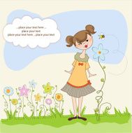 small young lady who smells a flower N14