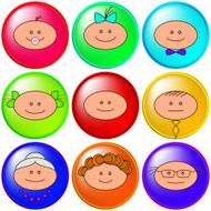 Set buttons cartoon faces