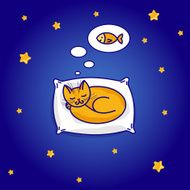 Cute little cat dreaming of fish