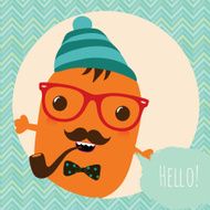 Hipster Retro Monster Card Design N3