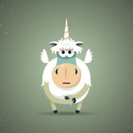 Magic little mythical unicorn with a spiral horn N3