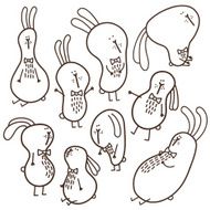 set of 9 doodle bunnies