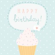 Birthday greeting card with cute cupcake