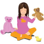 Little girl playing with her toys
