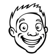 Black and white male cartoon head