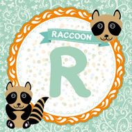 ABC animals R is raccoon Childrens english alphabet Vector