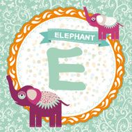 ABC animals E is elephant Childrens english alphabet Vector