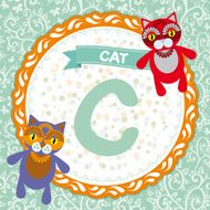 ABC animals C is cat Childrens english alphabet Vector