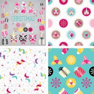 Christmas vector elements set for festive design Seamless background N4