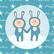 Cute babys in rabbit costume