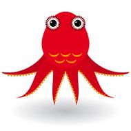 Red octopus on a white background vector