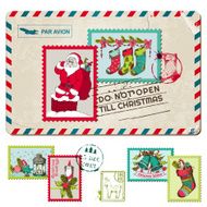 Christmas Vintage Postcard with Postage Stamps N2