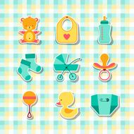 Newborn baby stuff icons stickers