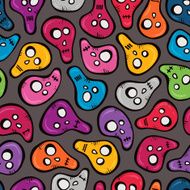 Seamless pattern with funny colored skulls