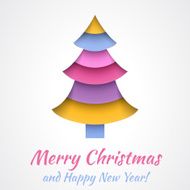 Colorful Merry Christmas greeting card with tree Vector