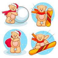 winter teddy bears set