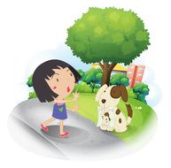 girl rescuing a missing puppy