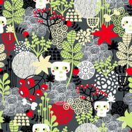 Seamless pattern with nature and skulls