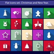 Flat icons set Christmas and New Year Vector N2