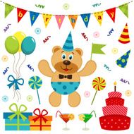 Set of vector elements birthday
