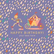 Childrens birthday card Background with multi-colored drops Vector illustration