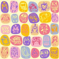 Owl seamless pattern on light background N3