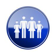 family icon glossy blue isolated on white background