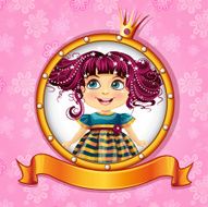 Little princess with pink hair-EPS10