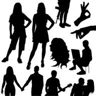 set of different silhouettes people