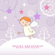 Christmas card with a cute little angel