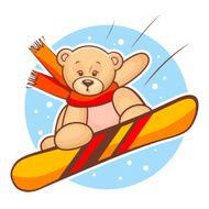 teddy bear snowboarding