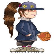 Sketchy Style Cartoon Girl With Baseball Glove