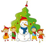 Kids with Snowman