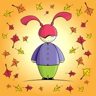 cartoon girl in fall