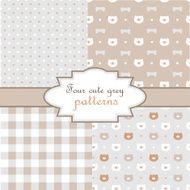 4 Pastel cute grey vector seamless patterns