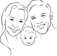 happy family - black outline