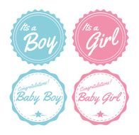 blue and pink boy girl baby labels