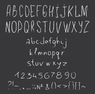 hand drawn chalk alphabet with numbers