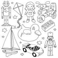 Hand drawn cute doodle toys set 4 Vector illustration