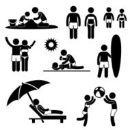 Family Summer Beach Holiday Pictogram