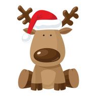 Christmas reindeer in Santa`s red hat N2