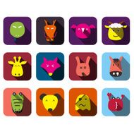 animal face flat icon set N2