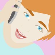 Cute girl talking on cellphone illustration
